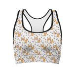 Cartoon Corgi Pattern Print Women's Sports Bra