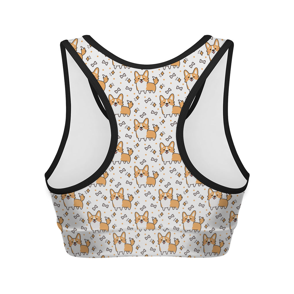 Cartoon Corgi Pattern Print Women's Sports Bra