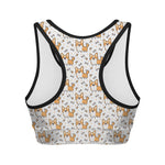 Cartoon Corgi Pattern Print Women's Sports Bra