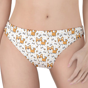 Cartoon Corgi Pattern Print Women's Thong