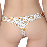 Cartoon Corgi Pattern Print Women's Thong