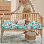 Cartoon Cow And Daisy Flower Print Baby Crib Sheet