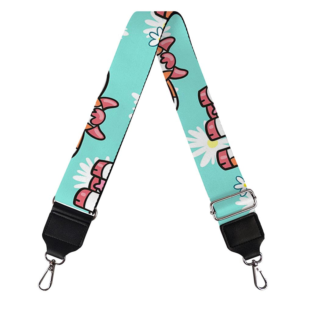 Cartoon Cow And Daisy Flower Print Bag Strap