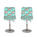 Cartoon Cow And Daisy Flower Print Bar Stool Covers