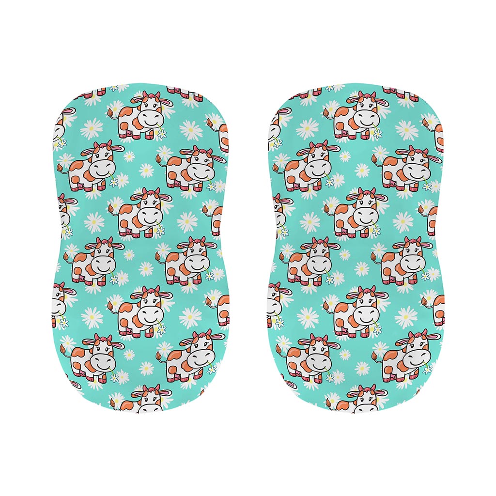 Cartoon Cow And Daisy Flower Print Bar Stool Covers
