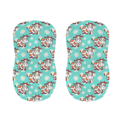Cartoon Cow And Daisy Flower Print Bar Stool Covers