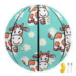 Cartoon Cow And Daisy Flower Print Basketball