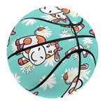 Cartoon Cow And Daisy Flower Print Basketball
