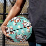 Cartoon Cow And Daisy Flower Print Basketball