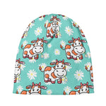 Cartoon Cow And Daisy Flower Print Beanie