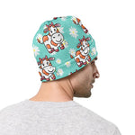 Cartoon Cow And Daisy Flower Print Beanie