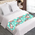 Cartoon Cow And Daisy Flower Print Bed Runner
