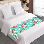 Cartoon Cow And Daisy Flower Print Bed Runner