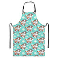 Cartoon Cow And Daisy Flower Print Bib Apron With Pocket