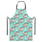 Cartoon Cow And Daisy Flower Print Bib Apron With Pocket