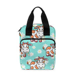 Cartoon Cow And Daisy Flower Print Bible Tote Bag