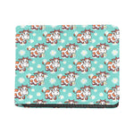 Cartoon Cow And Daisy Flower Print Bifold Wallet