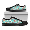 Cartoon Cow And Daisy Flower Print Black Low Top Sneakers