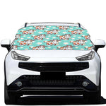 Cartoon Cow And Daisy Flower Print Car Windshield Snow Cover