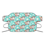 Cartoon Cow And Daisy Flower Print Car Windshield Snow Cover