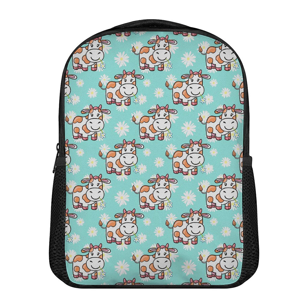 Cartoon Cow And Daisy Flower Print Casual Backpack