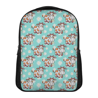 Cartoon Cow And Daisy Flower Print Casual Backpack