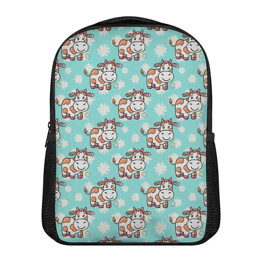 Cartoon Cow And Daisy Flower Print Casual Backpack