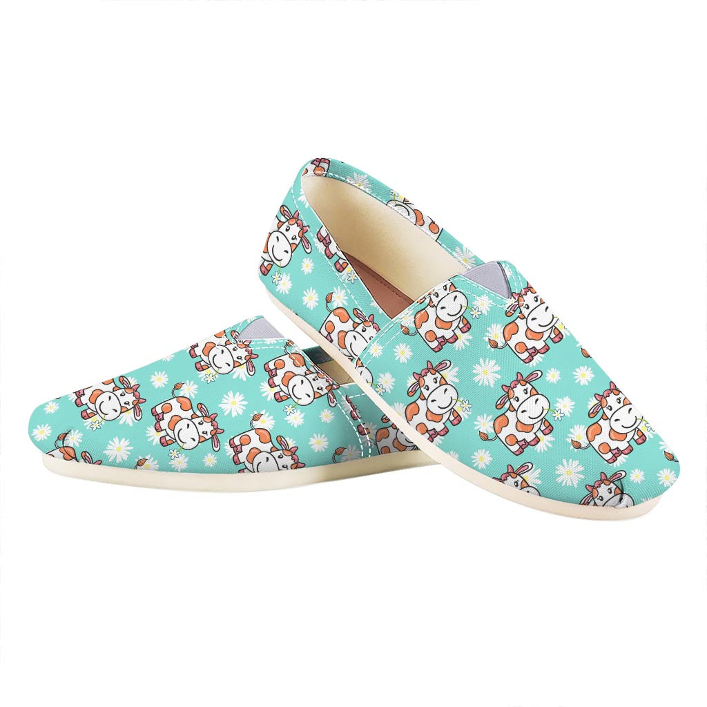 Cartoon Cow And Daisy Flower Print Casual Shoes