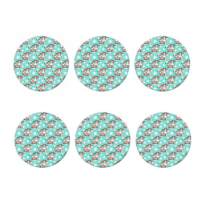 Cartoon Cow And Daisy Flower Print Coaster Set
