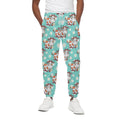 Cartoon Cow And Daisy Flower Print Cotton Sweatpants
