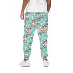 Cartoon Cow And Daisy Flower Print Cotton Pants