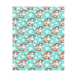 Cartoon Cow And Daisy Flower Print Curtain