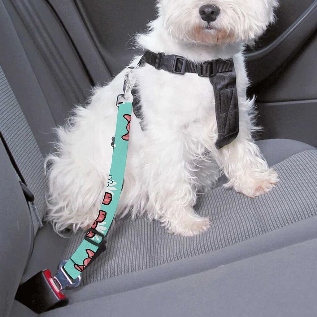 Cartoon Cow And Daisy Flower Print Dog Seat Belt
