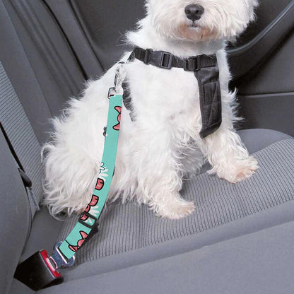 Cartoon Cow And Daisy Flower Print Dog Seat Belt