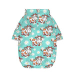 Cartoon Cow And Daisy Flower Print Dog Zip Up Hoodie