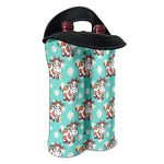 Cartoon Cow And Daisy Flower Print Double Neoprene Wine Tote