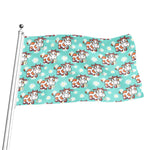 Cartoon Cow And Daisy Flower Print Flag