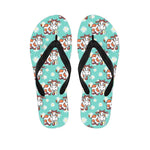 Cartoon Cow And Daisy Flower Print Flip Flops