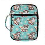 Cartoon Cow And Daisy Flower Print Front Pocket Bible Bag