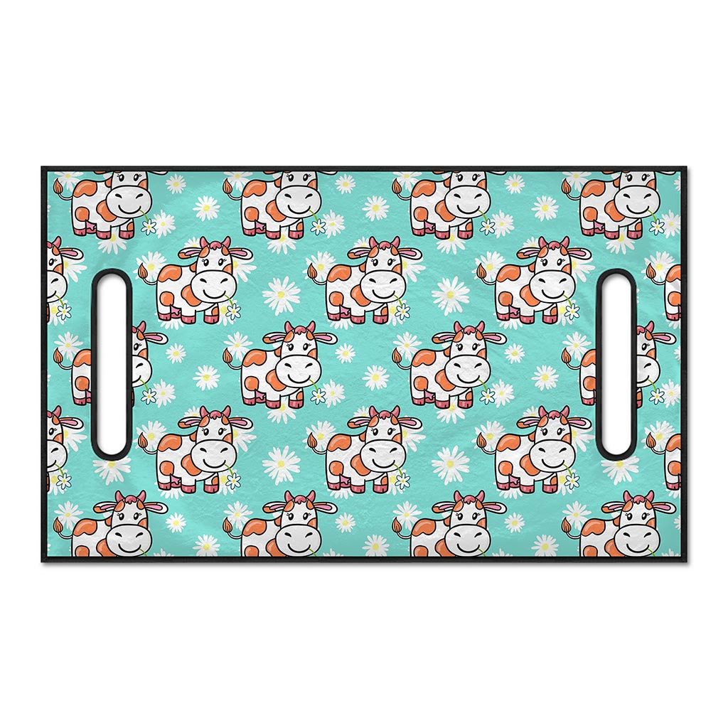 Cartoon Cow And Daisy Flower Print Golf Cart Seat Cover