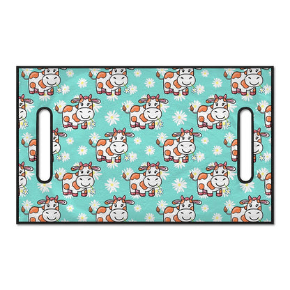 Cartoon Cow And Daisy Flower Print Golf Cart Seat Cover