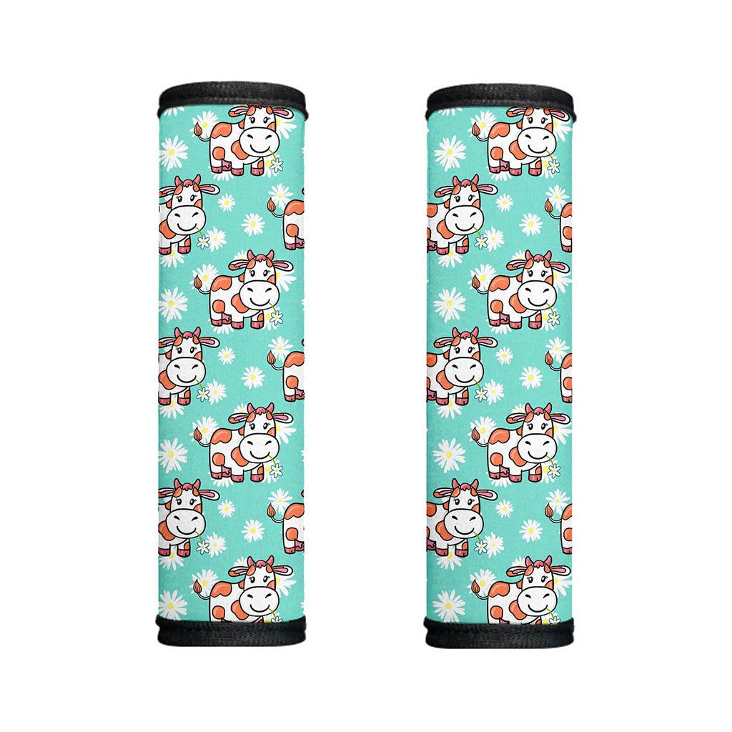 Cartoon Cow And Daisy Flower Print Handle Covers