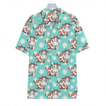 Cartoon Cow And Daisy Flower Print Hawaiian Shirt