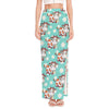 Cartoon Cow And Daisy Flower Print High Slit Maxi Skirt