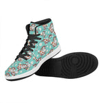 Cartoon Cow And Daisy Flower Print High Top Leather Sneakers