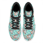 Cartoon Cow And Daisy Flower Print High Top Leather Sneakers