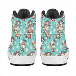 Cartoon Cow And Daisy Flower Print High Top Leather Sneakers