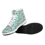Cartoon Cow And Daisy Flower Print High Top Leather Sneakers