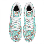 Cartoon Cow And Daisy Flower Print High Top Leather Sneakers
