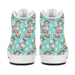 Cartoon Cow And Daisy Flower Print High Top Leather Sneakers
